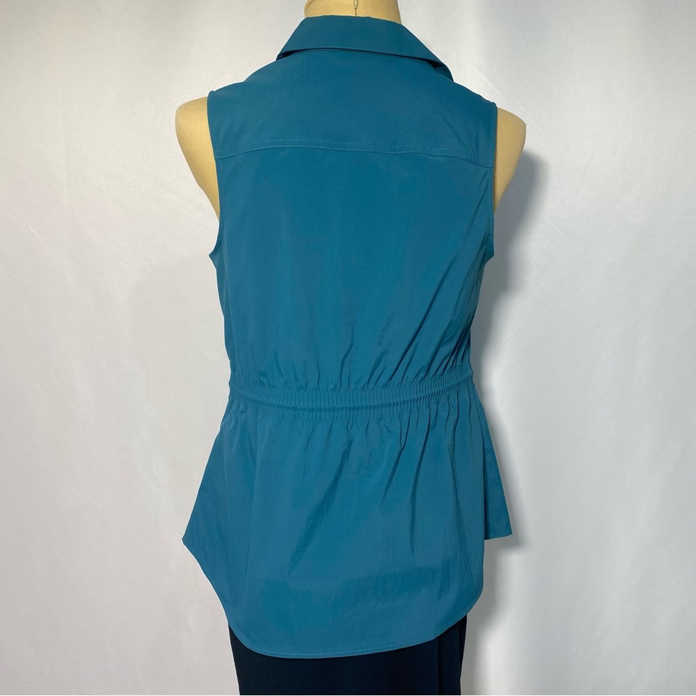 Athleta Blue Sleeveless Button-Down Shirt - Picture 3 of 4
